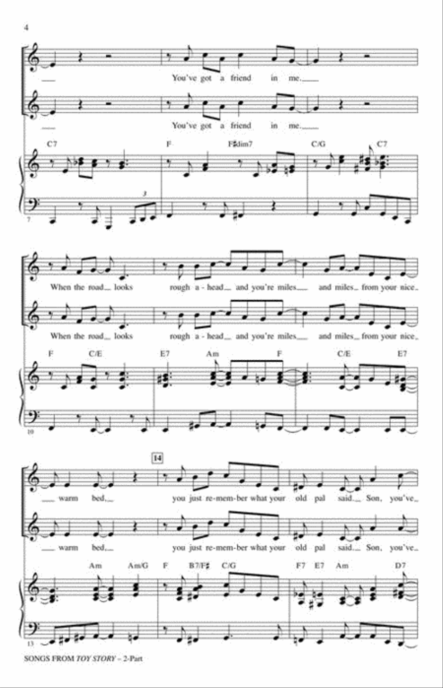 Songs from Toy Story (Choral Medley) 2-Part scores gallery preview page 3