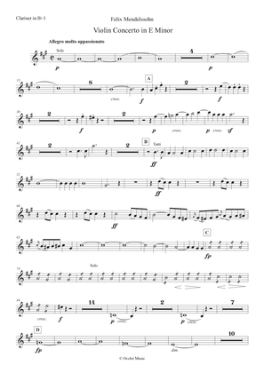 Mendelssohn: Violin Concerto in E Minor, Op. 64 Clarinet in Bb I (transposed part)