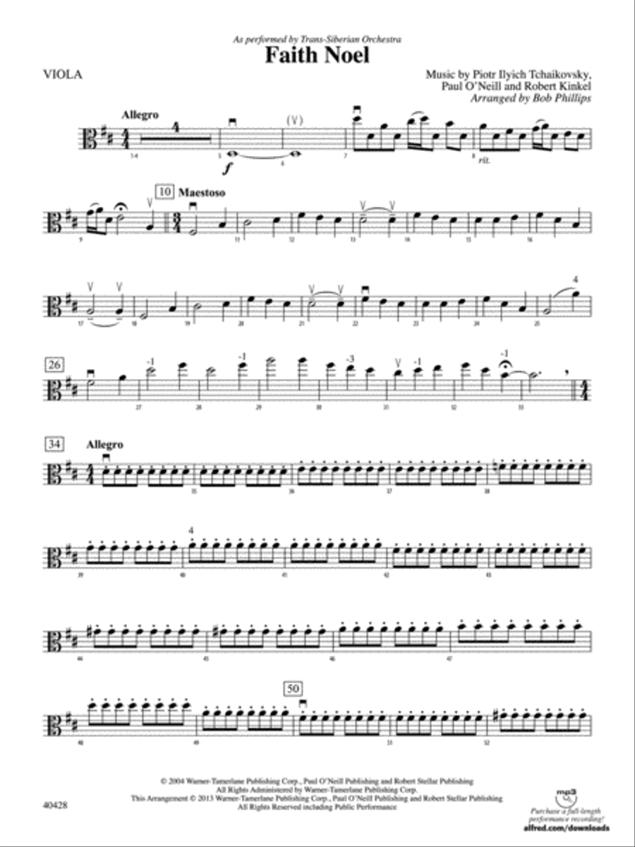 Faith Noel: Viola String Orchestra scores gallery preview page 1
