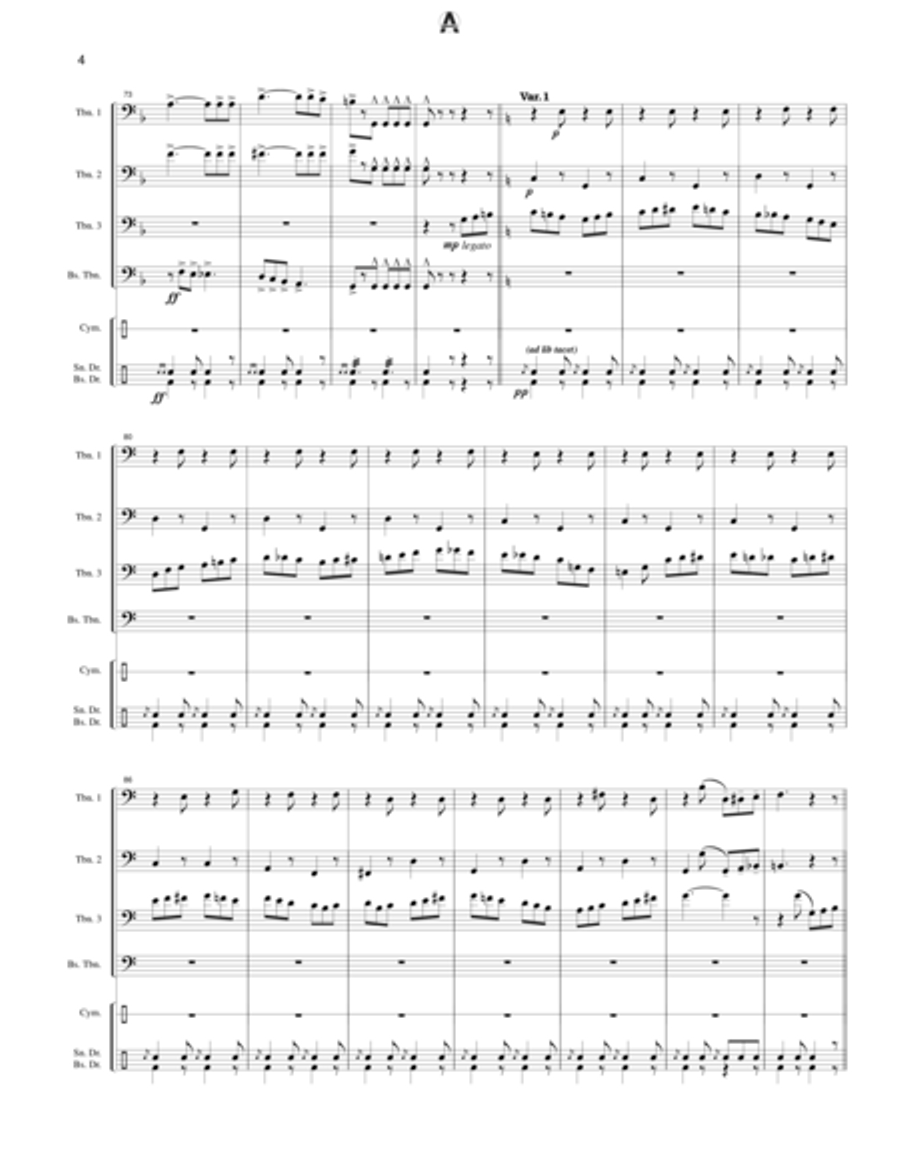 Seventy-Six Trombones (trombone quartet) Trombone Quartet scores gallery preview page 6