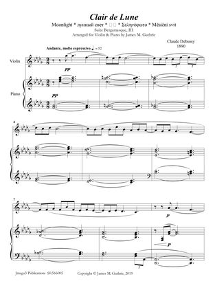 Debussy: Claire de Lune for Violin & Piano