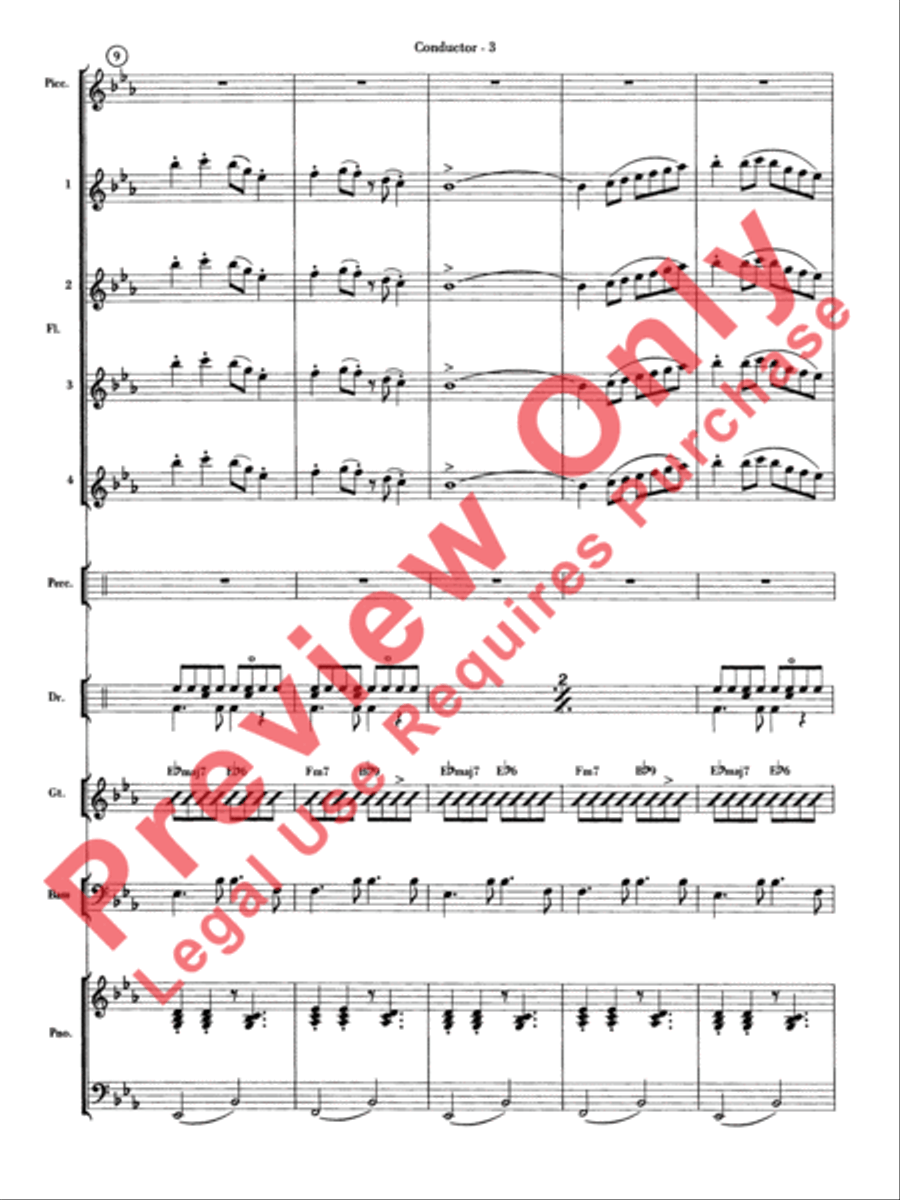 Sleigh Ride Samba Flute Choir scores gallery preview page 4