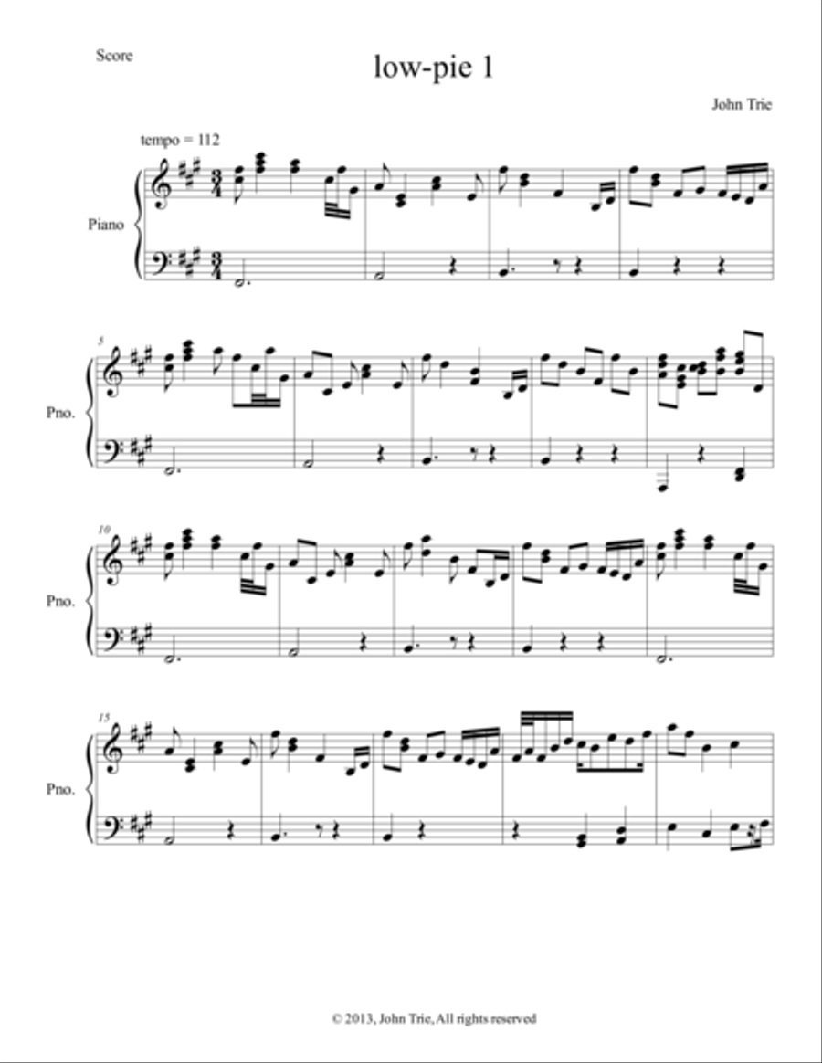 Low Pie 1 Piano Solo scores gallery preview page 1