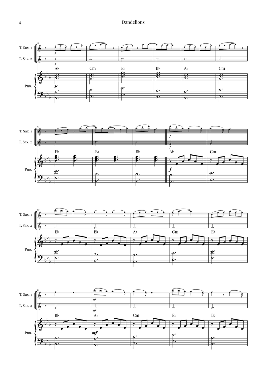 Dandelions Woodwind Duet scores gallery preview page 4