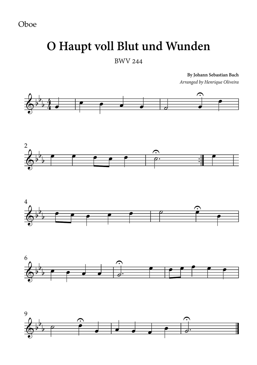 O Haupt voll Blut und Wunden (Oboe and Clarinet) - Johann Sebastian Bach Woodwind Duet scores gallery preview page 2