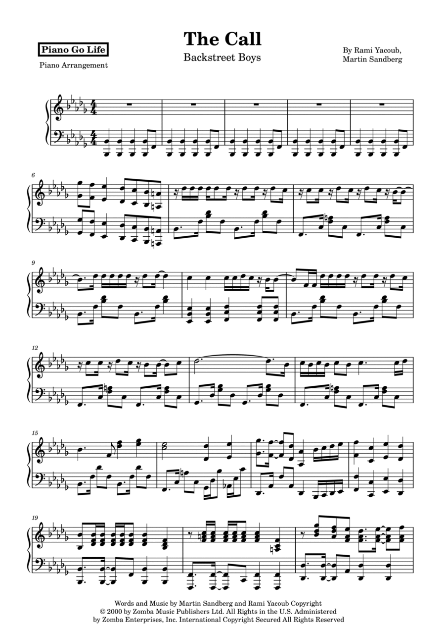 The Call Piano Solo scores gallery preview page 1