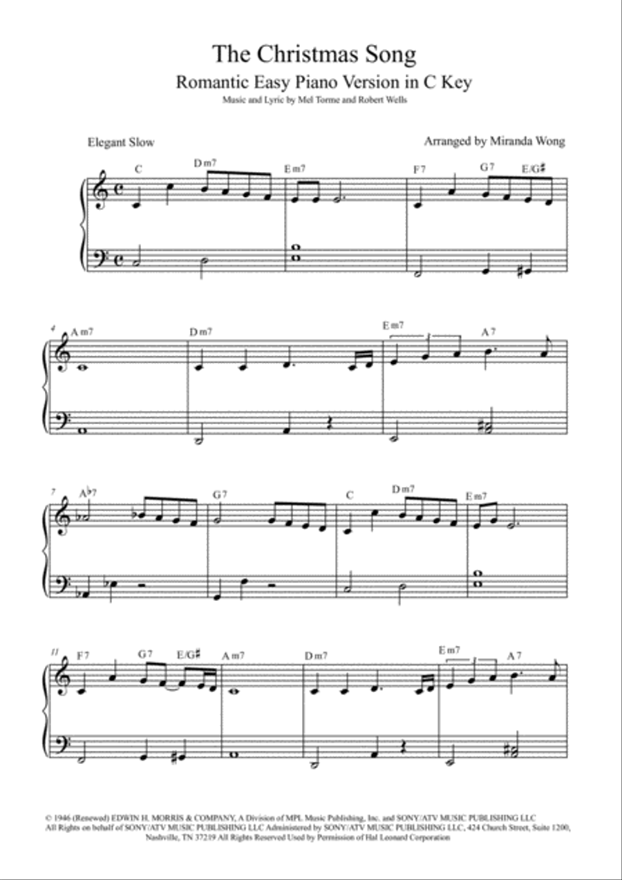 The Christmas Song (Chestnuts Roasting On An Open Fire) Easy Piano scores gallery preview page 1