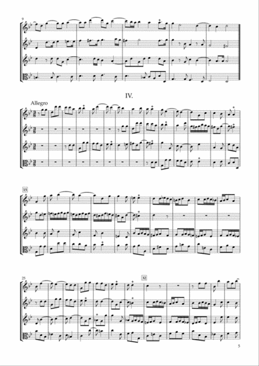 Sonata Op.34-1 for Three Violins & Viola String Duet scores gallery preview page 5