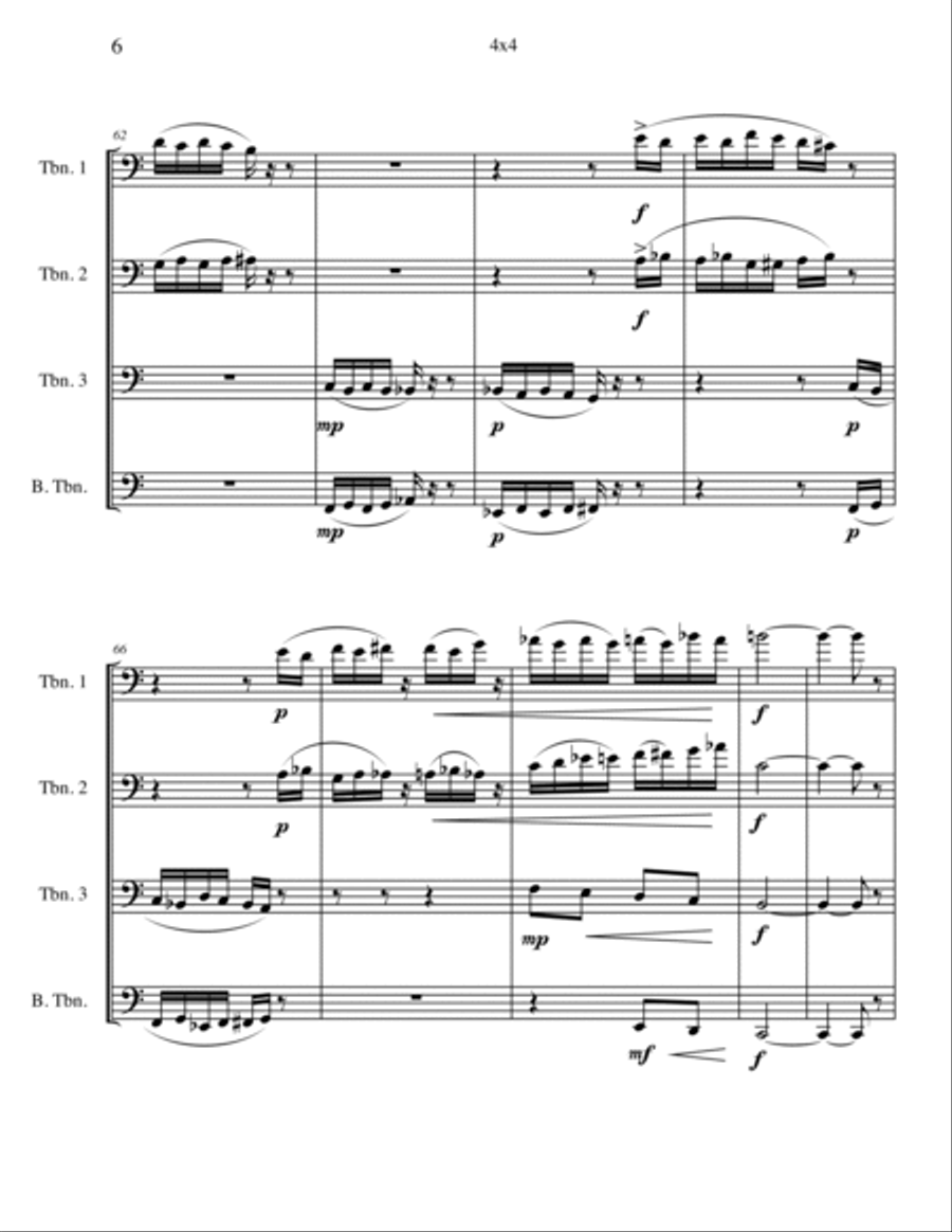 4x4 (for trombone quartet) Trombone Quartet scores gallery preview page 6