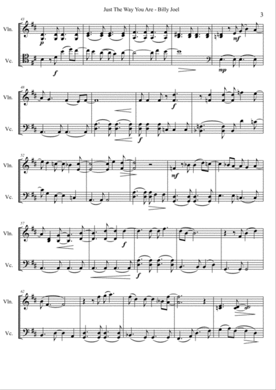 Just The Way You Are Set of Parts scores gallery preview page 3