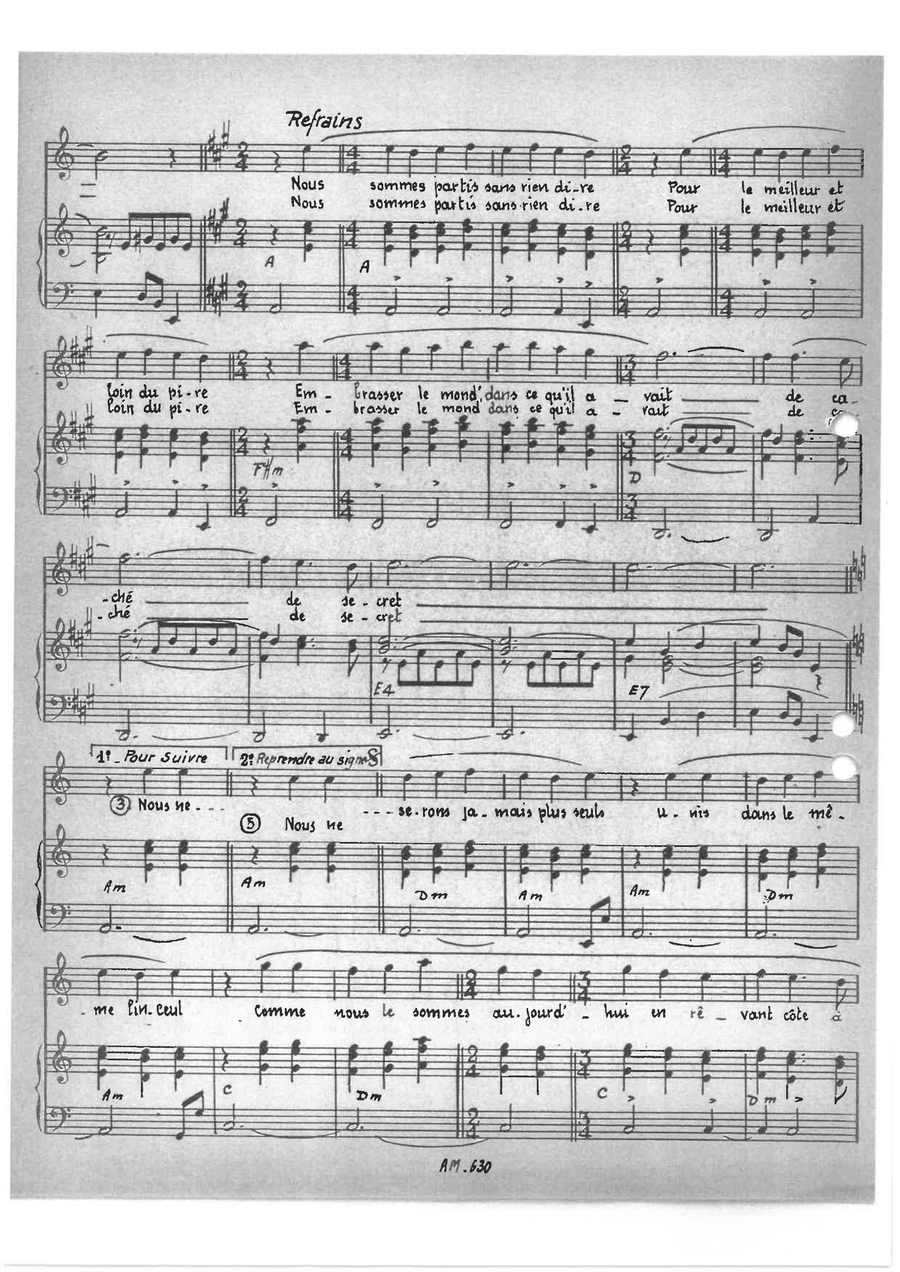 Nous Ne Serons Jamais Plus Seuls Piano, Vocal scores gallery preview page 2