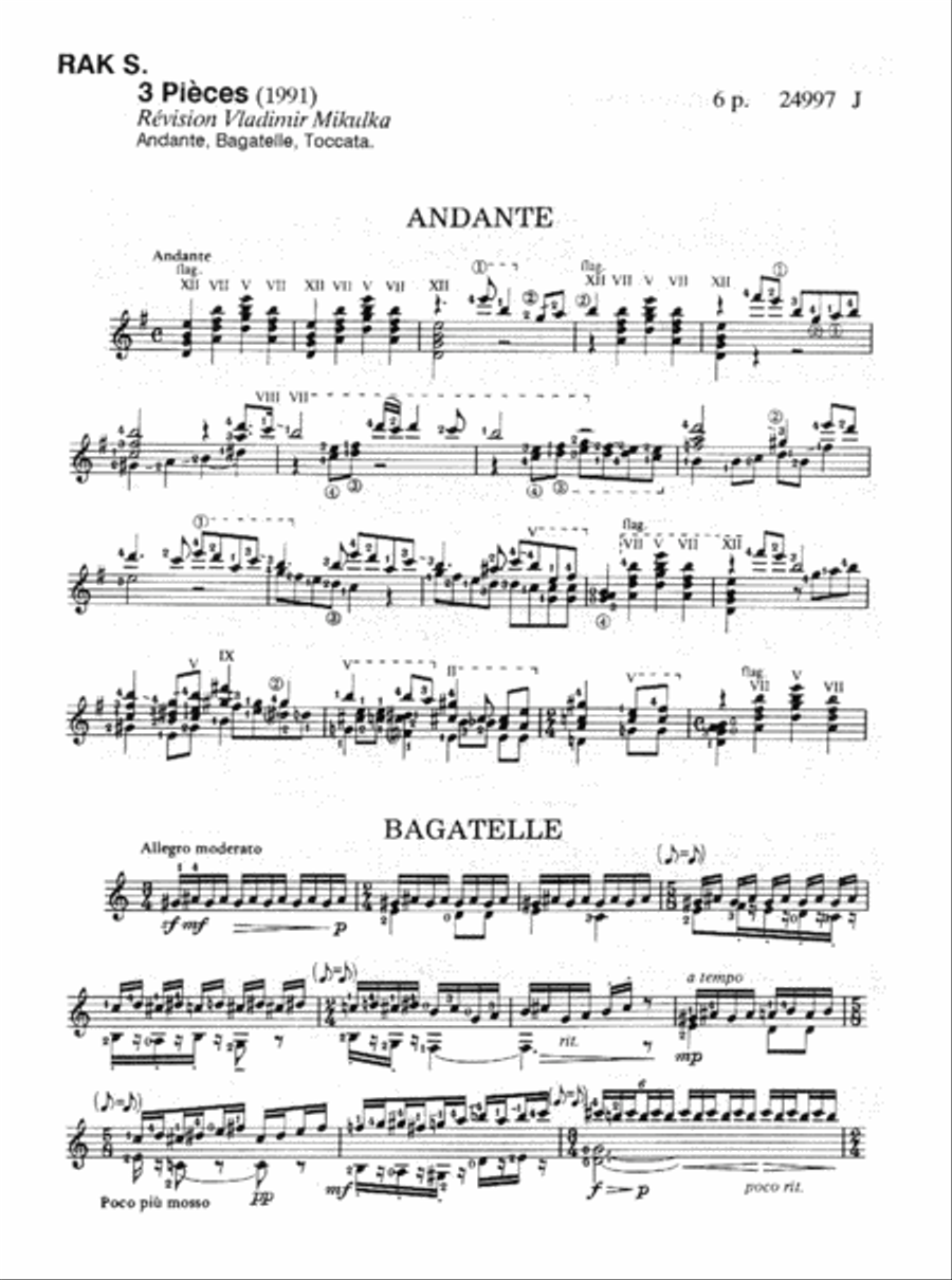 3 Pieces: Bagatelle, Andante et Toccata Acoustic Guitar scores gallery preview page 2