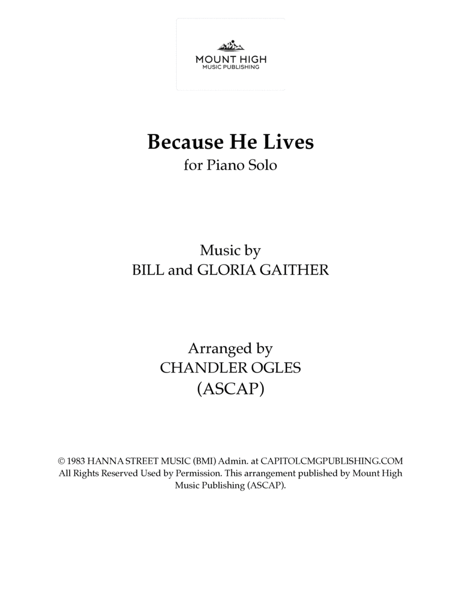 Because He Lives Piano Solo scores gallery preview page 1