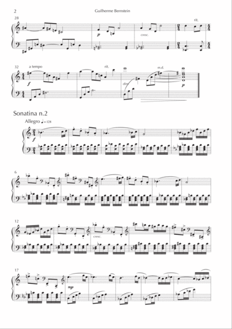 Sonatinas by Guilherme Bernstein Easy Piano scores gallery preview page 4