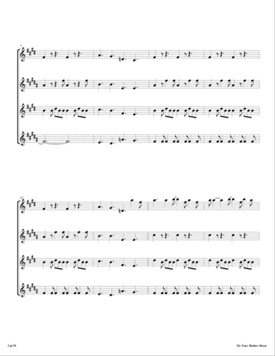 Tie Your Mother Down Woodwind Quartet scores gallery preview page 3