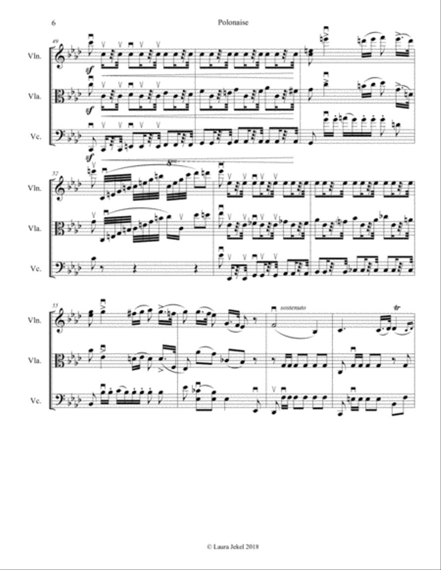 Polonaise Op. 53 by Chopin for String Trio String Trio scores gallery preview page 6
