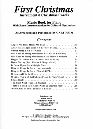 First Christmas - Instrumental Christmas Carols - Music Book for Piano