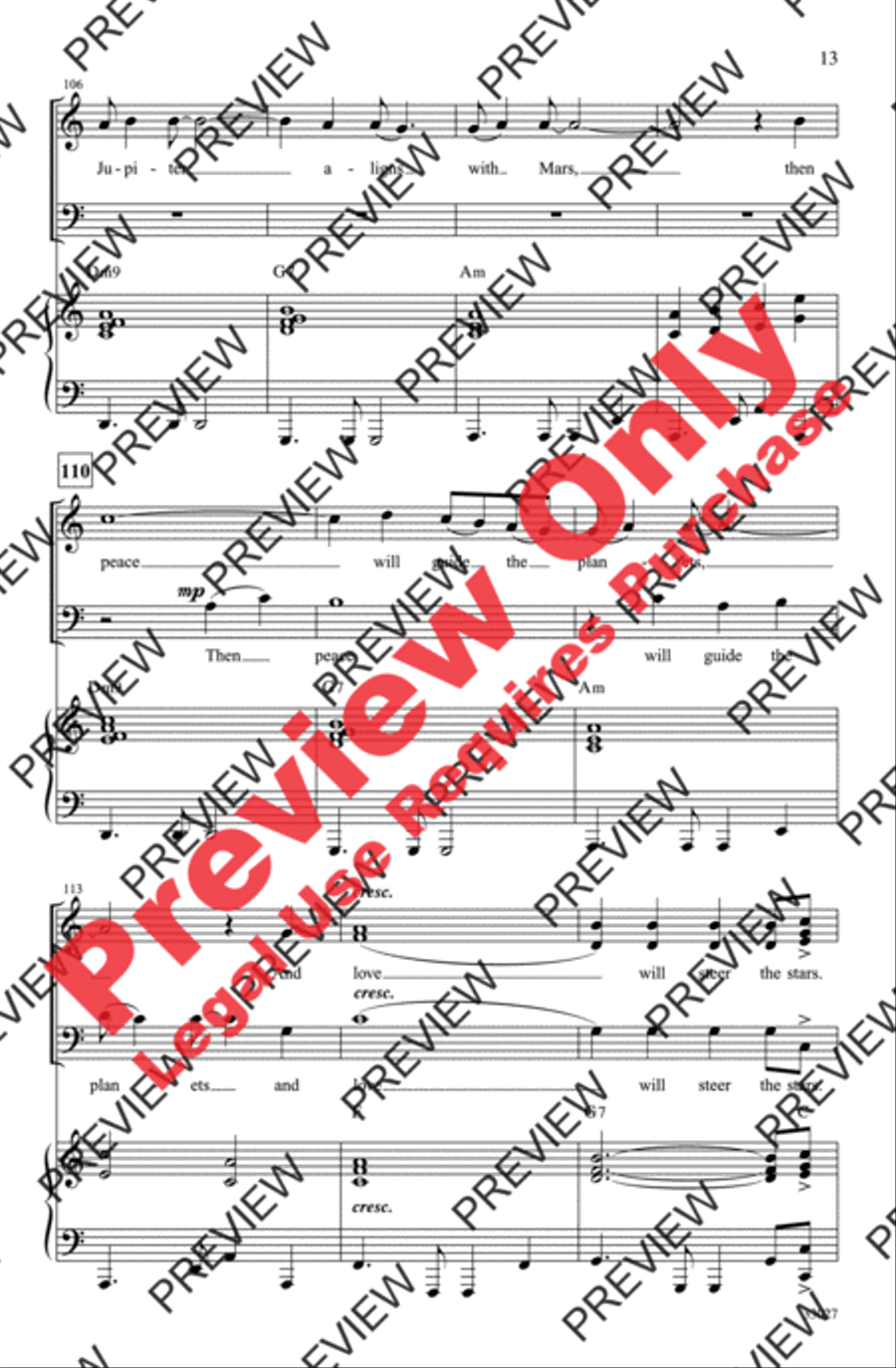 Hair: A Choral Medley 3-Part scores gallery preview page 13
