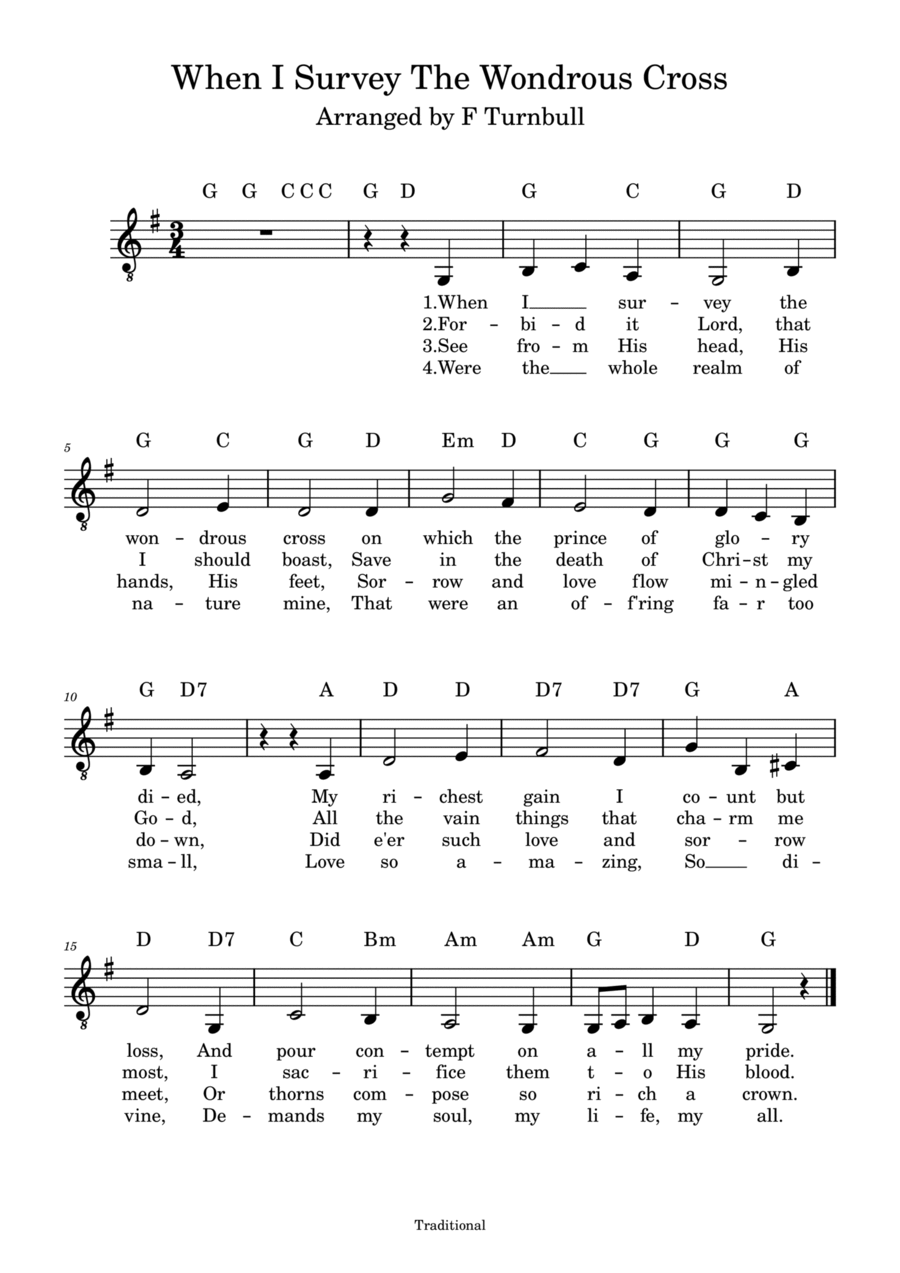 When I Survey The Wondrous Cross Piano, Vocal, Guitar scores gallery preview page 1