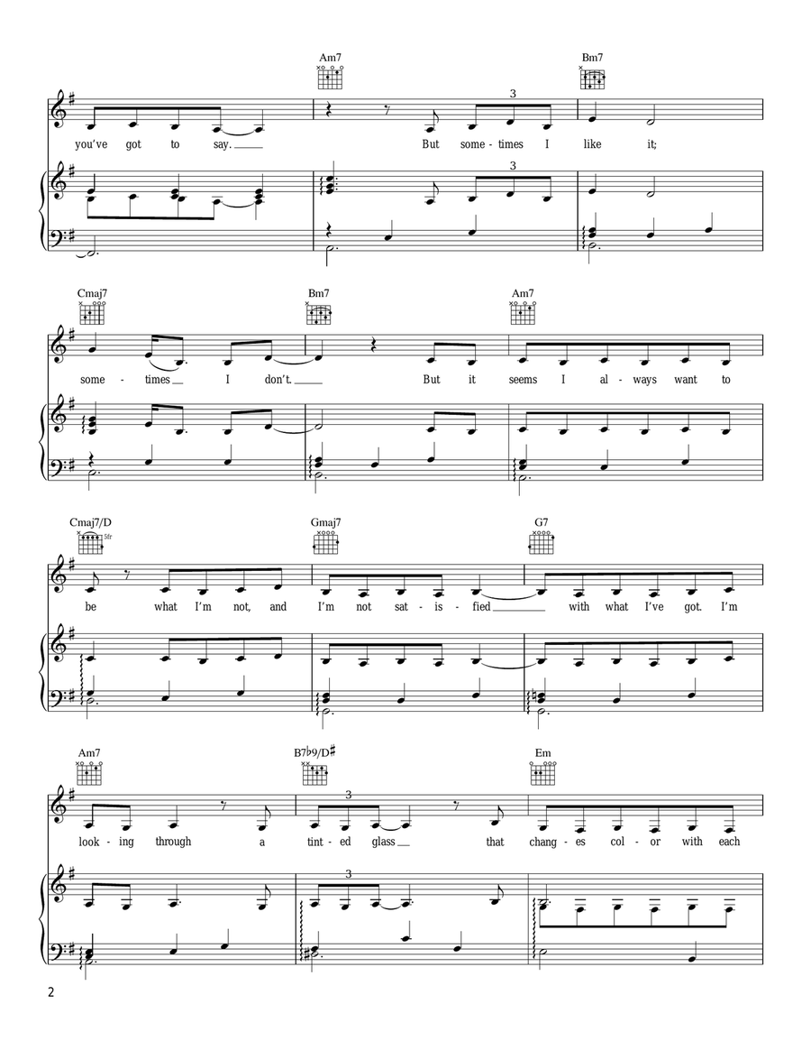 Tinted Glass Piano, Vocal, Guitar scores gallery preview page 2