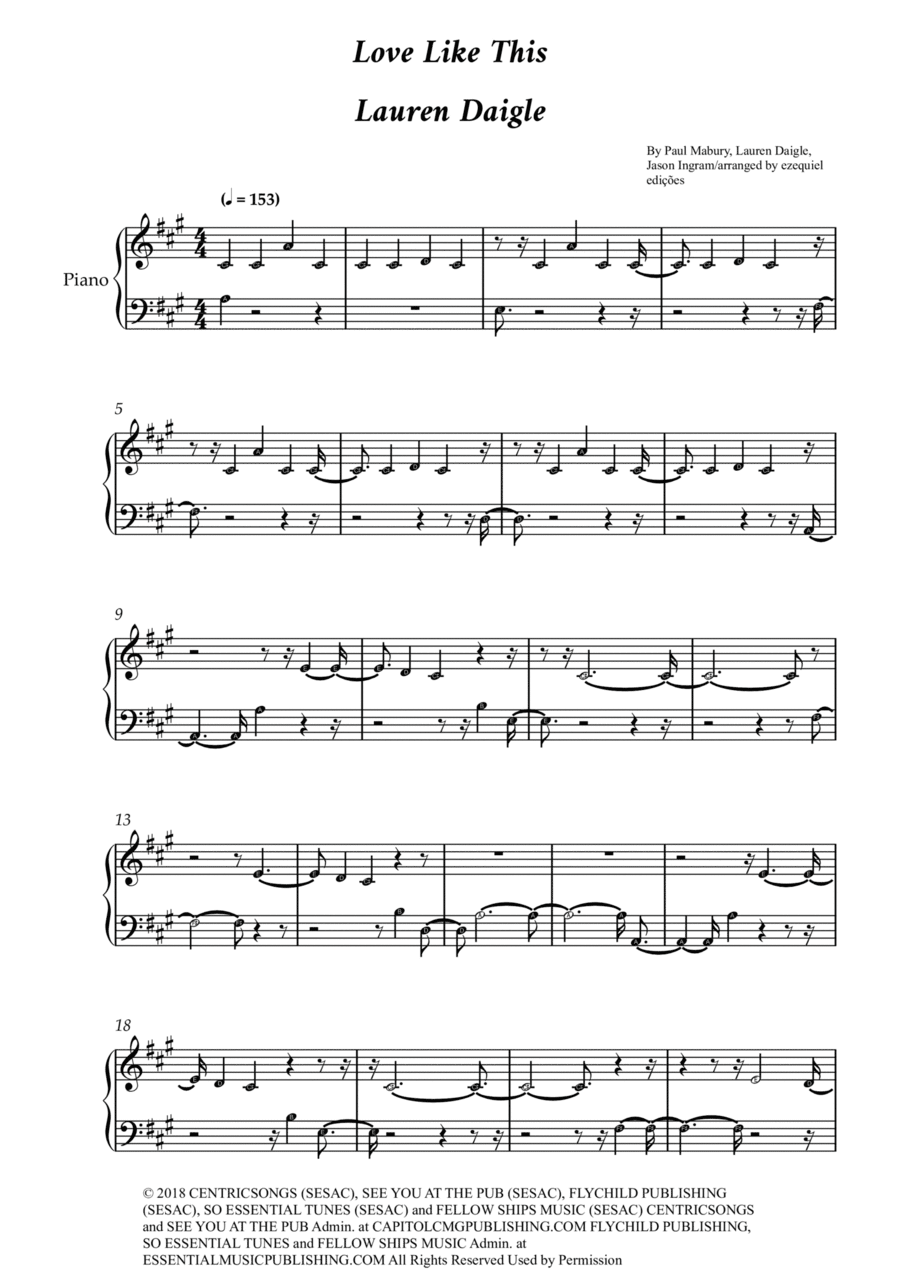 Love Like This Easy Piano scores gallery preview page 1