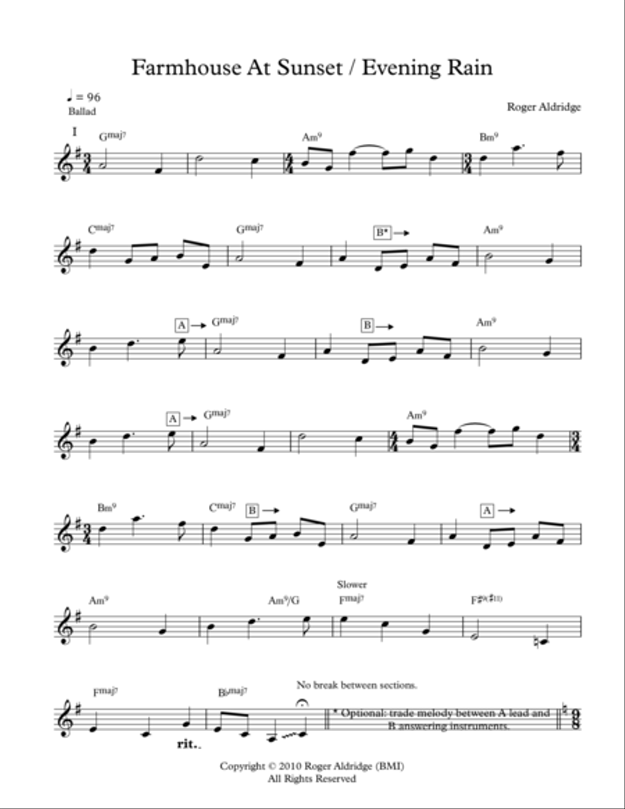 Farmhouse At Sunset / Evening Rain Jazz Ensemble scores gallery preview page 1