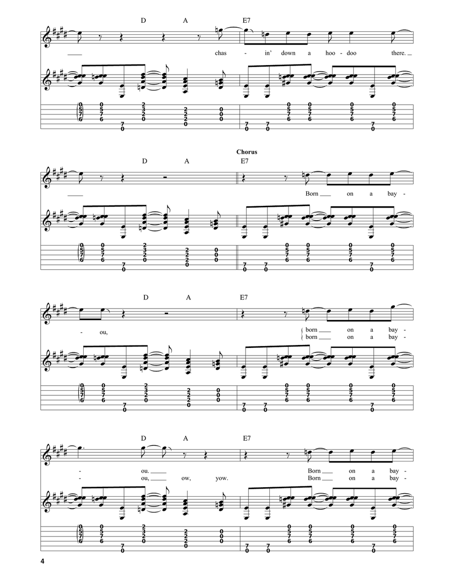Born On The Bayou Born On The Bayou Acoustic Guitar scores gallery preview page 4