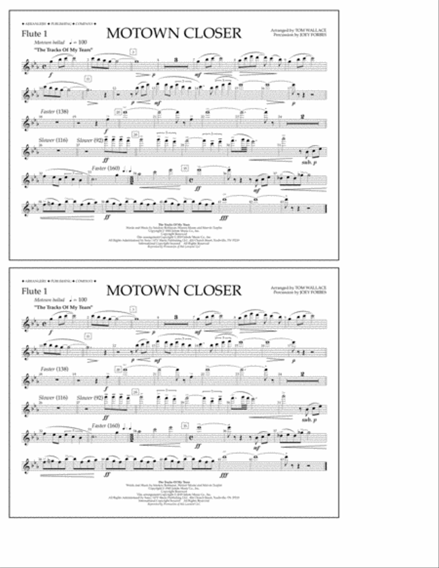 Motown Closer (arr. Tom Wallace) - Flute 1 Marching Band scores gallery preview page 1
