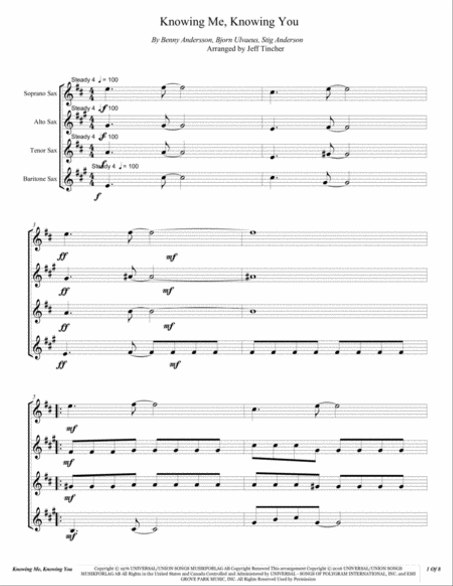 Knowing Me, Knowing You Woodwind Quartet scores gallery preview page 2