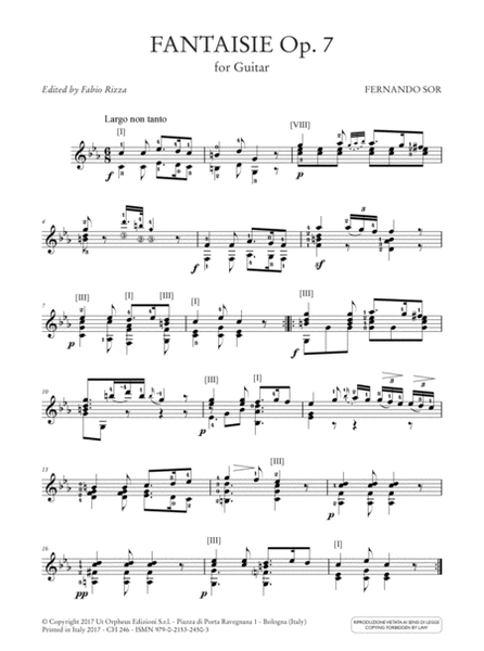 Fantaisie Op. 7 for Guitar
