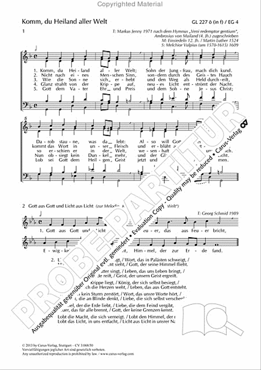 Komm, du Heiland aller Welt 4-Part scores gallery preview page 2