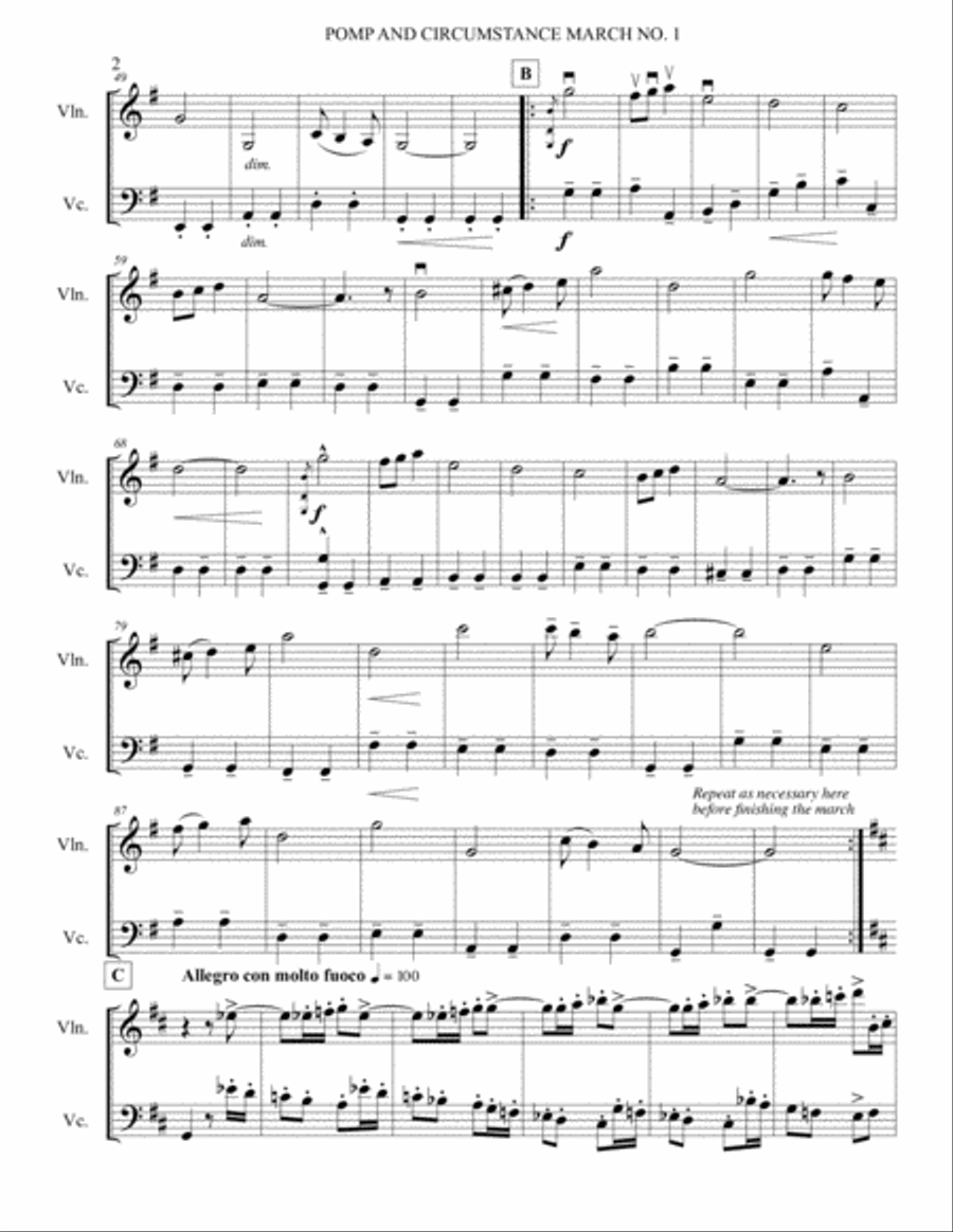 Pomp and Circumstance March No. 1 (Graduation March) Set of Parts scores gallery preview page 5
