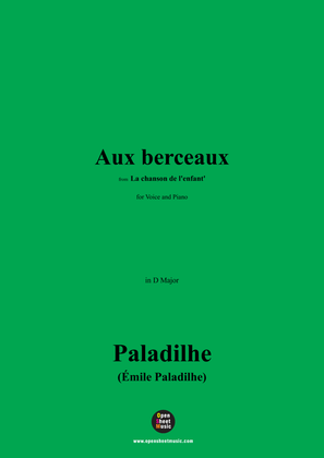 Book cover for Paladilhe-Aux berceaux,from 'La chanson de l'enfant',in D Major