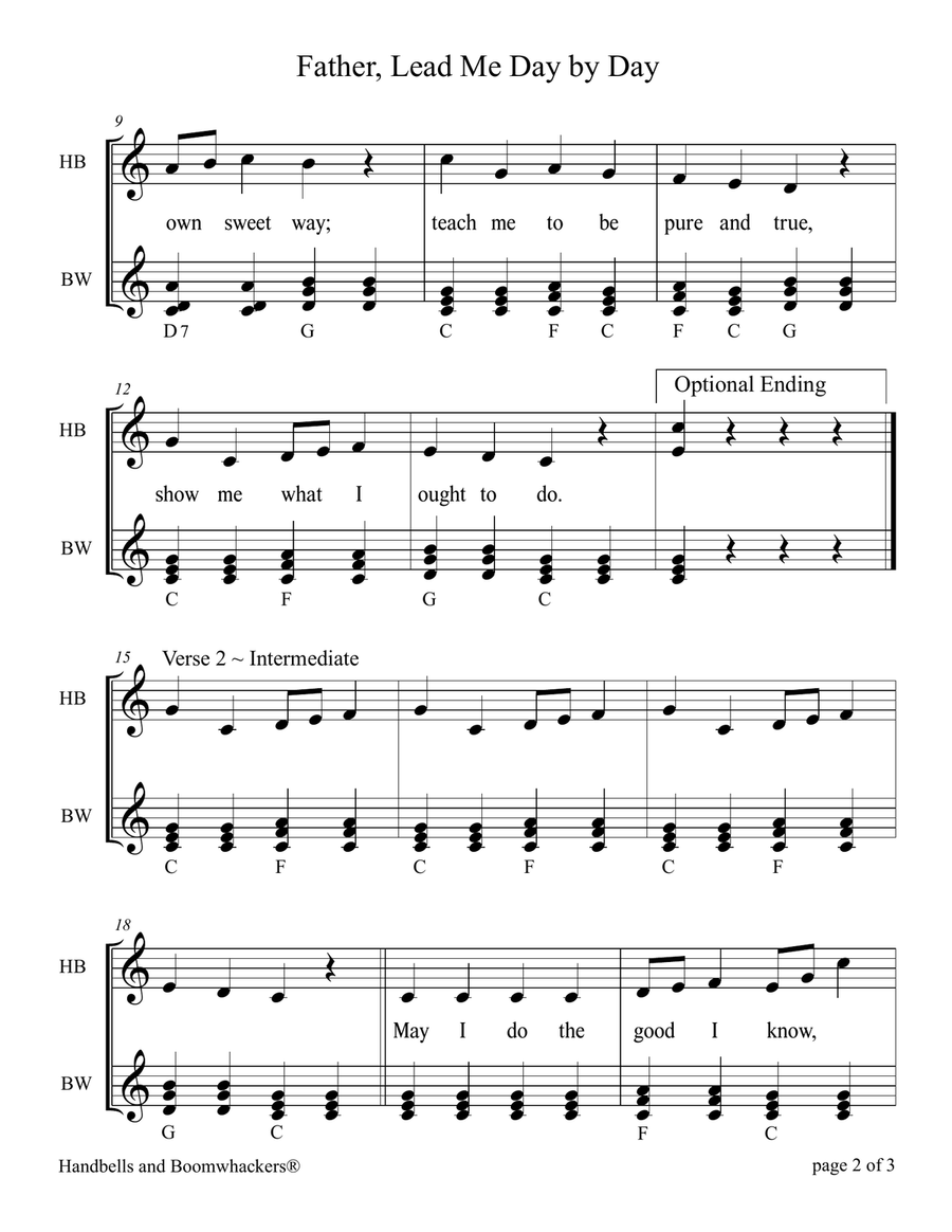 Father, Lead Me Day by Day for 8-note Bells and Boomwhackers® (with Black and White Notes) image number null