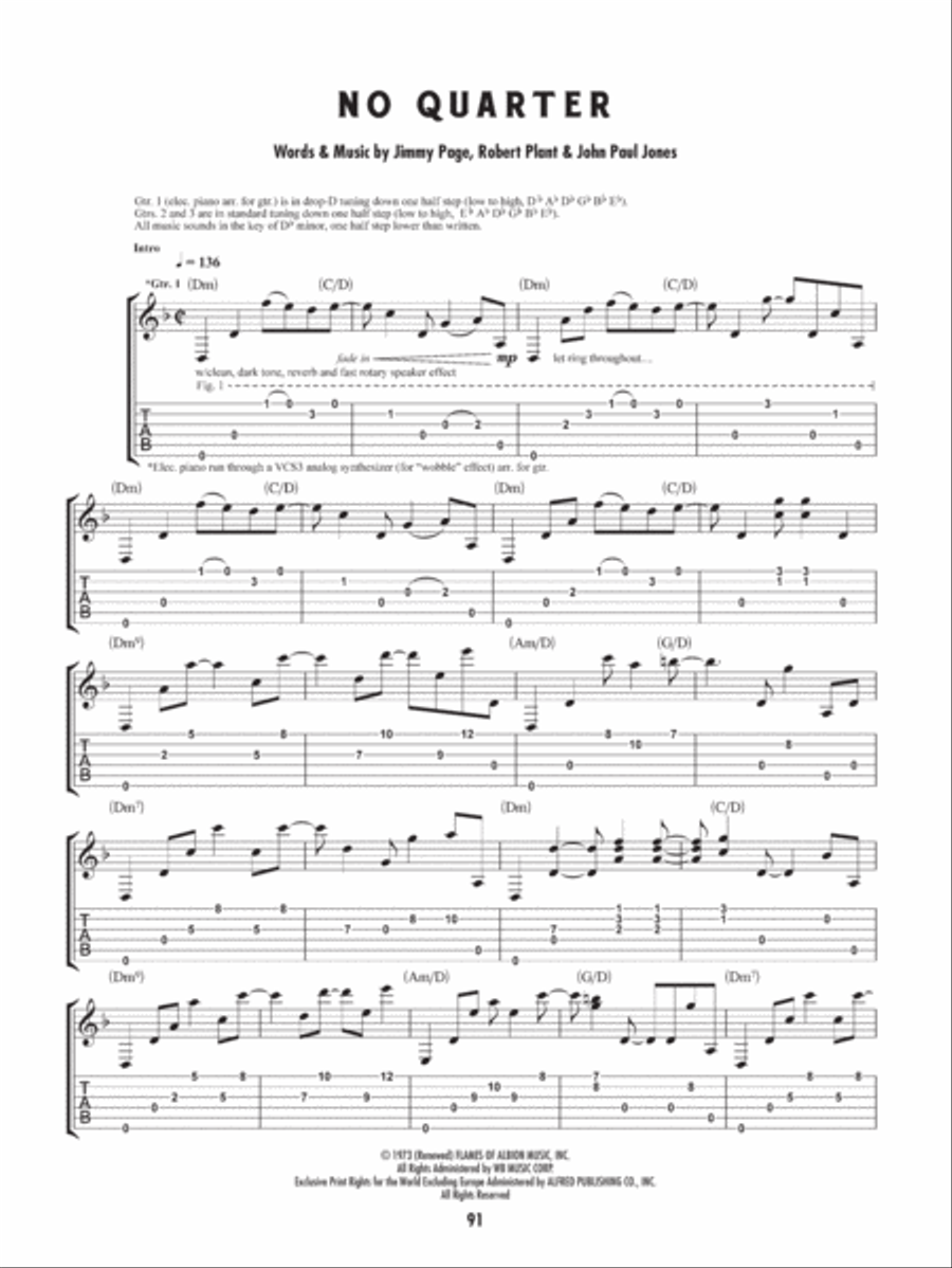 No Quarter No Quarter Guitar Tablature scores gallery preview page 1