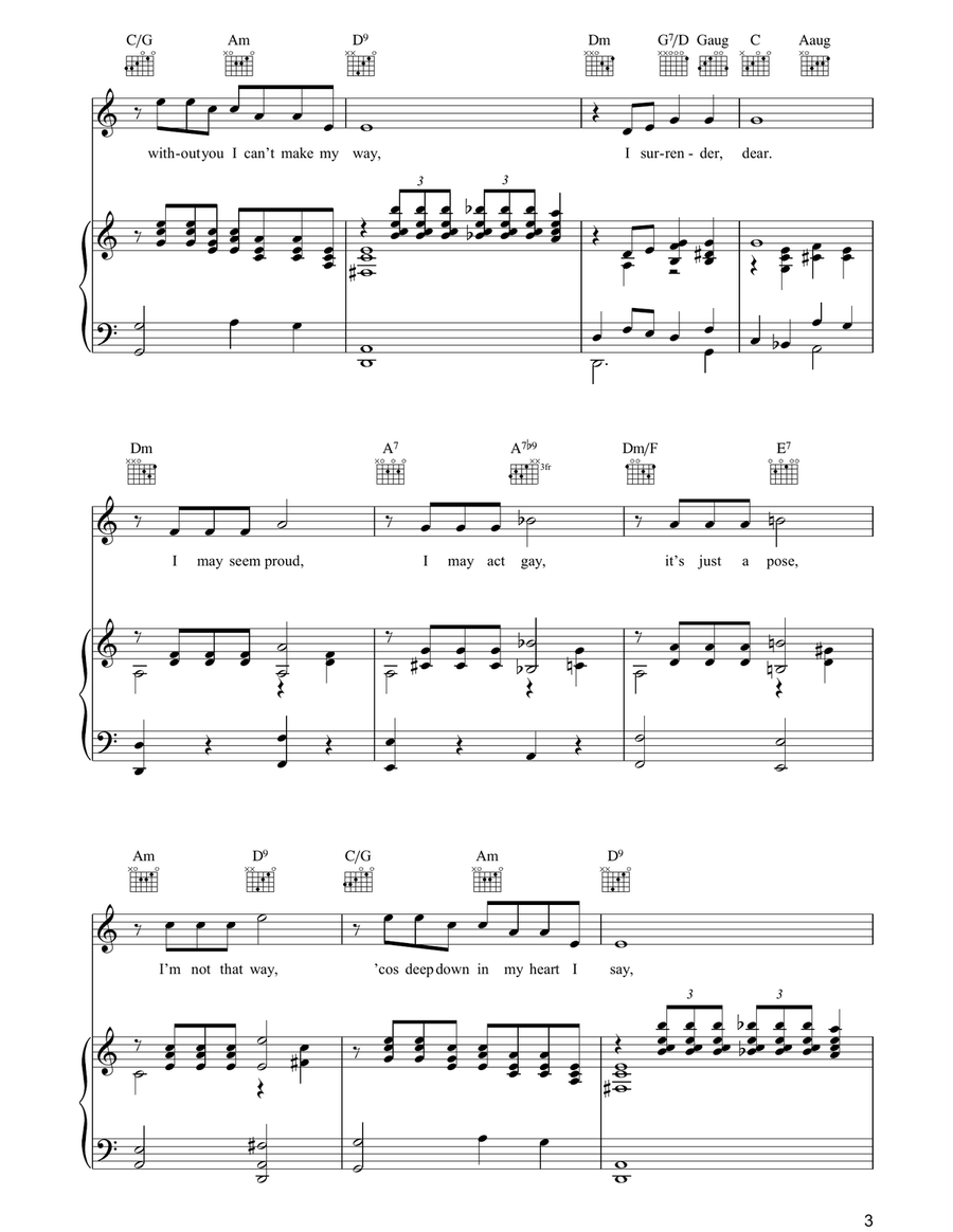 I Surrender, Dear I Surrender, Dear Piano, Vocal, Guitar scores gallery preview page 3