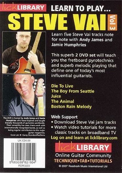 Lick Library: Learn To Play Steve Vai - Volume 3