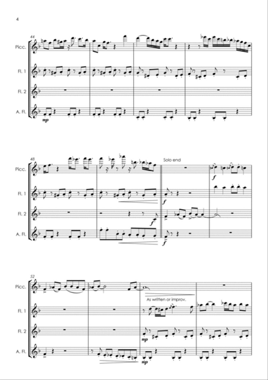 Baby Elephant Walk from the Paramount Picture HATARI! Flute Quartet scores gallery preview page 6