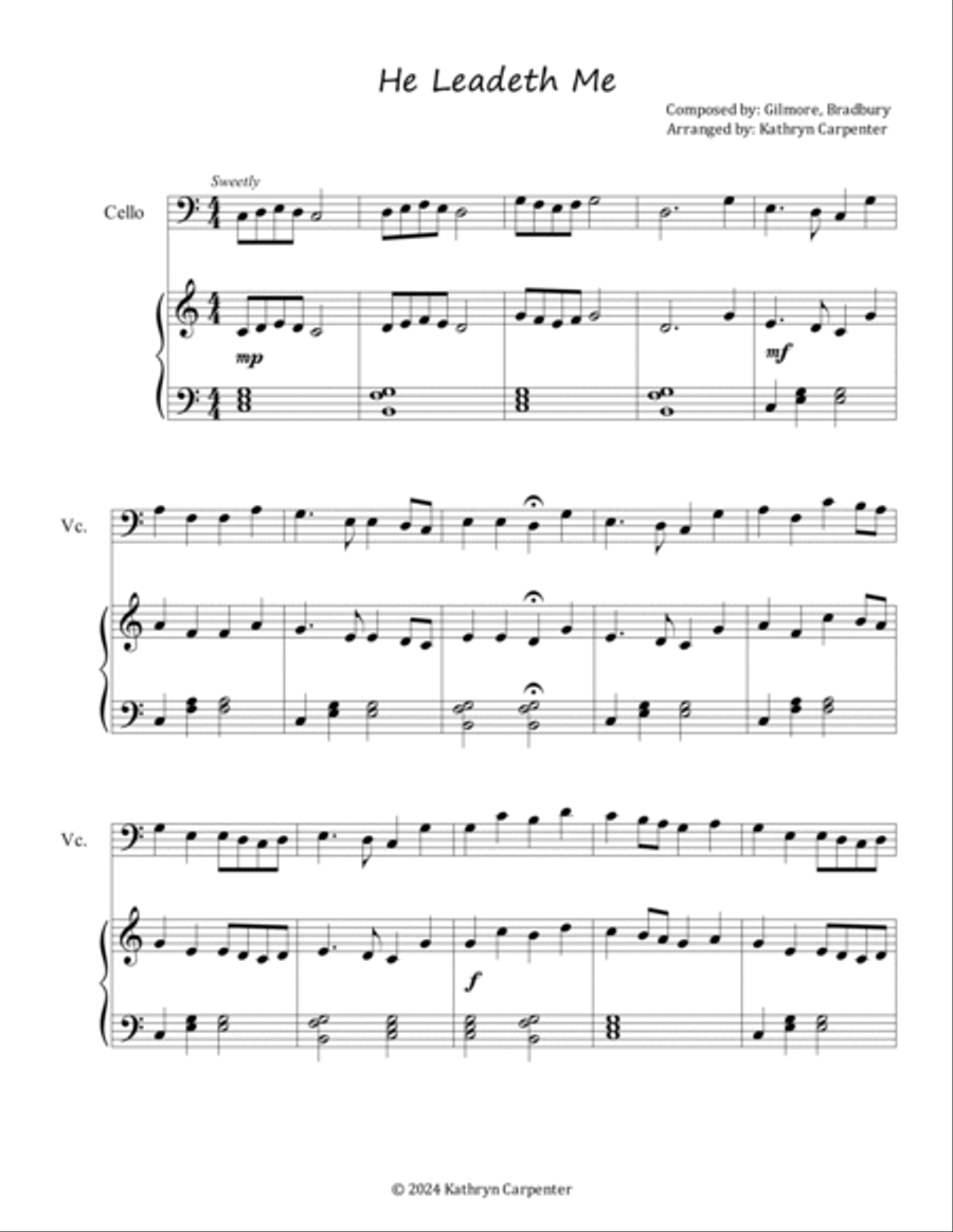 Easy Hymn Duets for Piano and Cello: 16 Hymns of the Faith String Duet scores gallery preview page 2