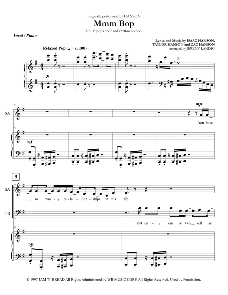 Mmm Bop Large Ensemble scores gallery preview page 1