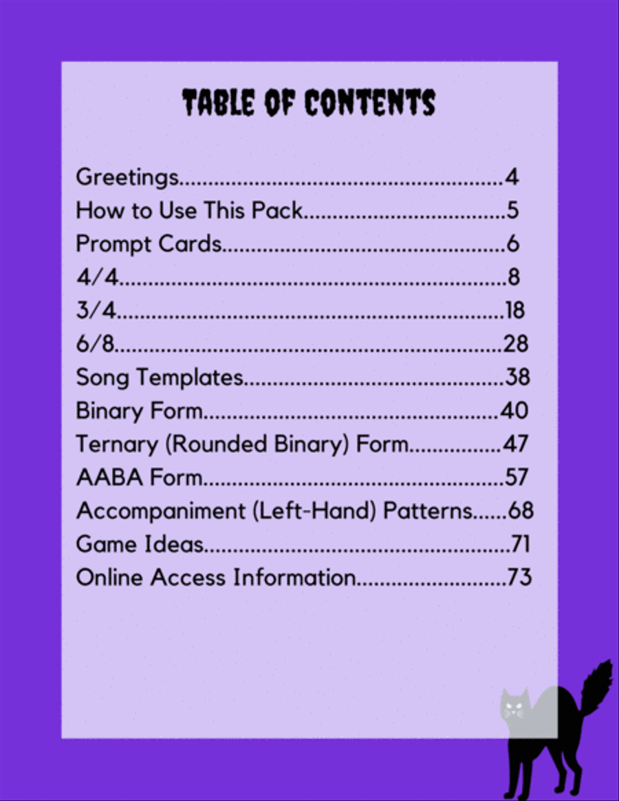 Spooky, Scary Songs: A Halloween Composition Pack Piano Method scores gallery preview page 3