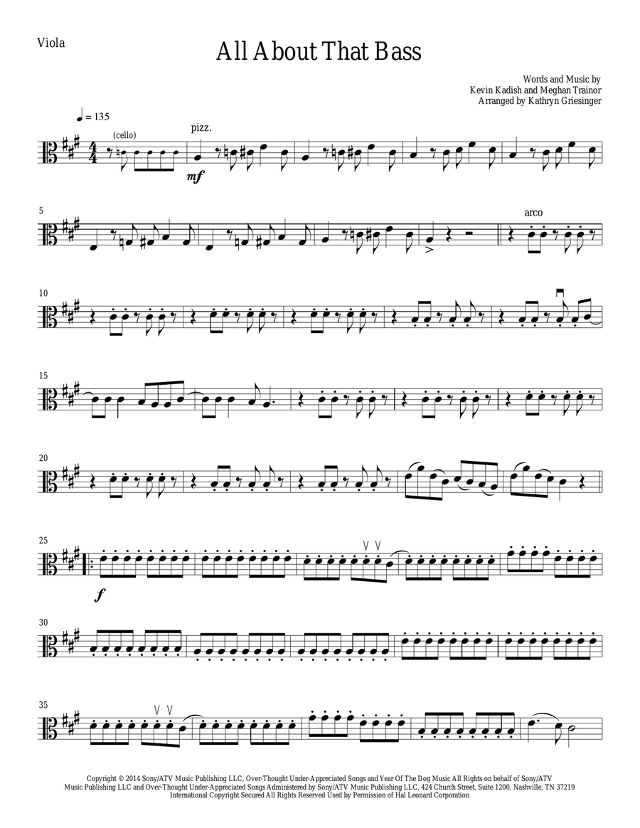 All About That Bass All About That Bass String Quartet scores gallery preview page 5