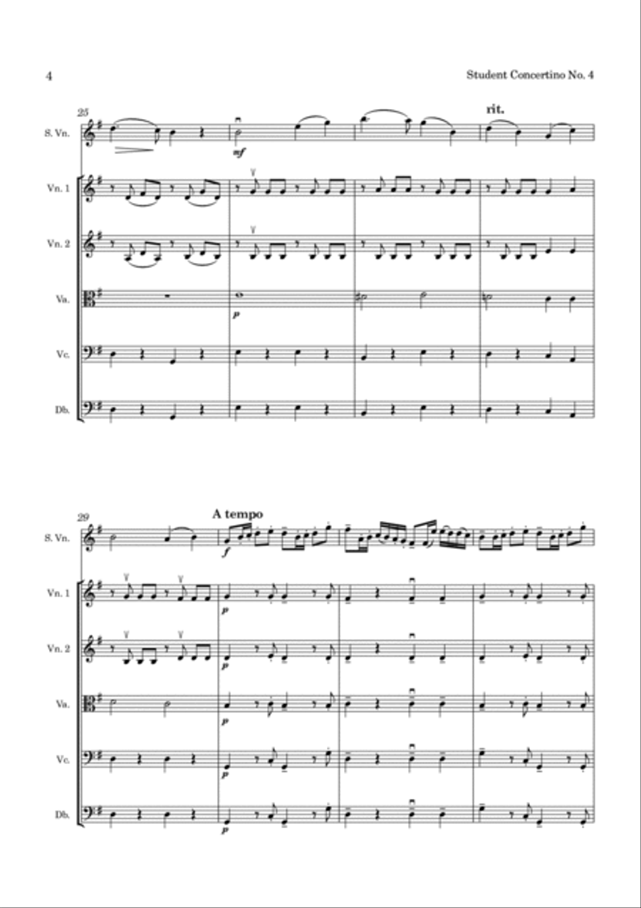Huber Student Concertino No 4 Op. 8 for Violin and String Orchestra String Orchestra scores gallery preview page 5