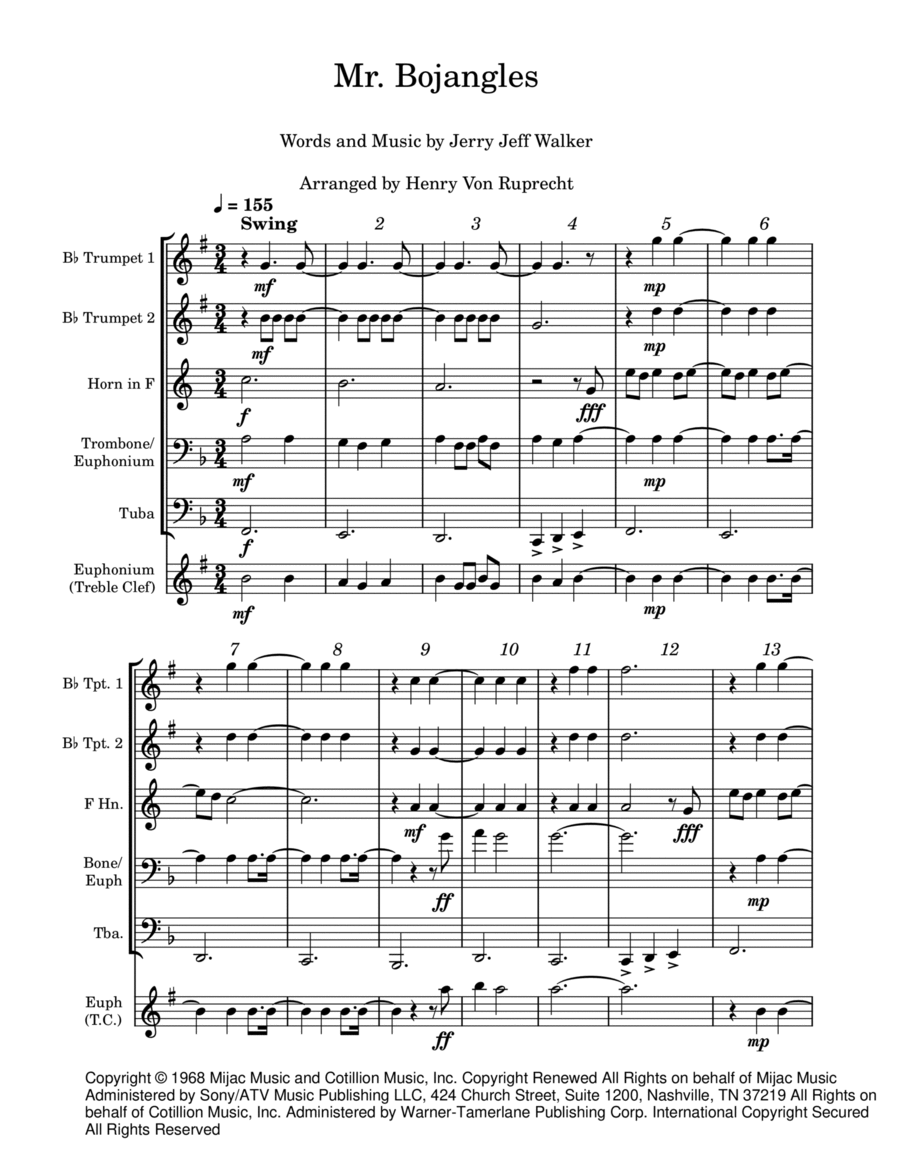 Mr. Bojangles Euphonium scores gallery preview page 1
