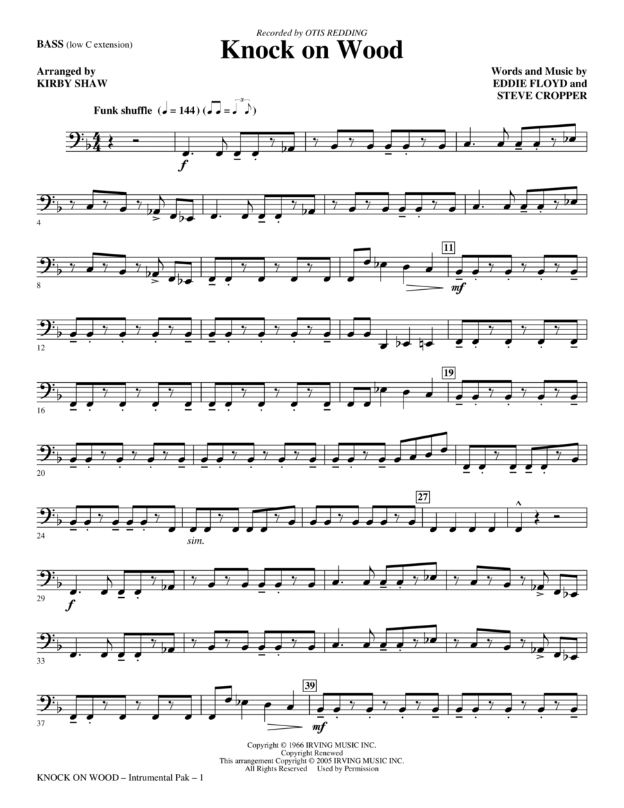 Knock On Wood - Bass Knock On Wood - Bass Choir scores gallery preview page 1