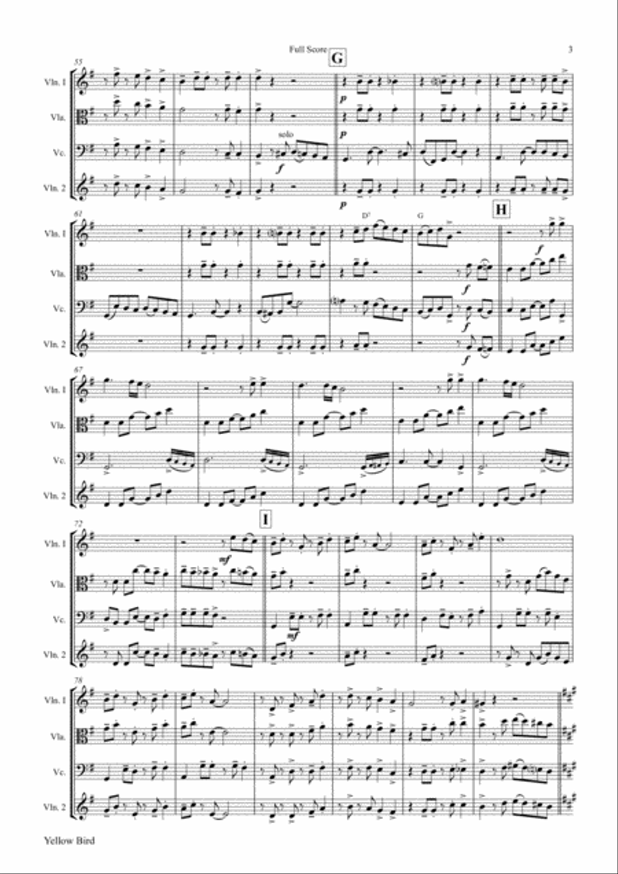 Yellow Bird - Haitian Folk Song - Calypso - String Trio String Trio scores gallery preview page 3