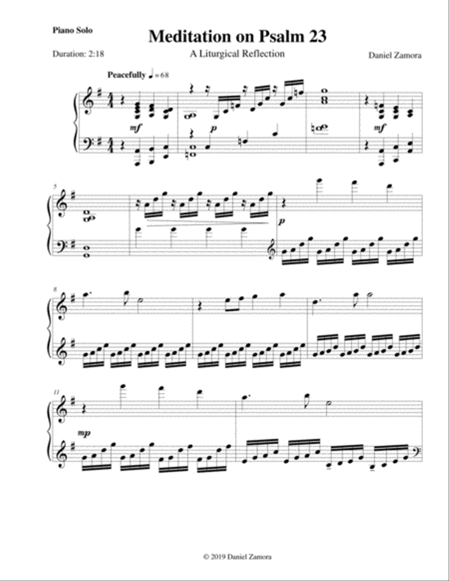 Meditation on Psalm 23 Piano Solo scores gallery preview page 1