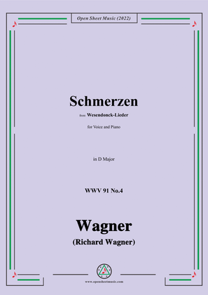 Book cover for R. Wagner-Schmerzen,in D Major,WWV 91 No.4,from Wesendonck-Lieder