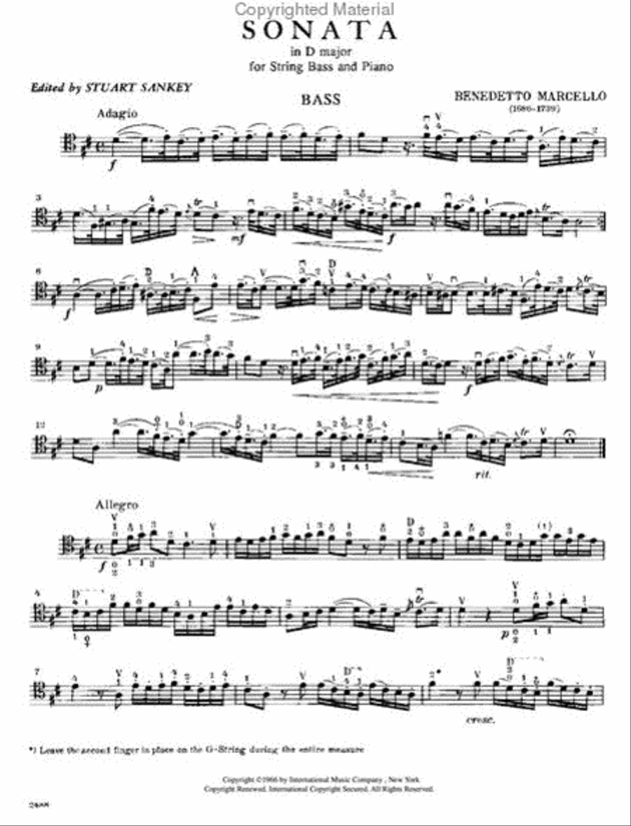 Sonata In D Major Double Bass scores gallery preview page 2