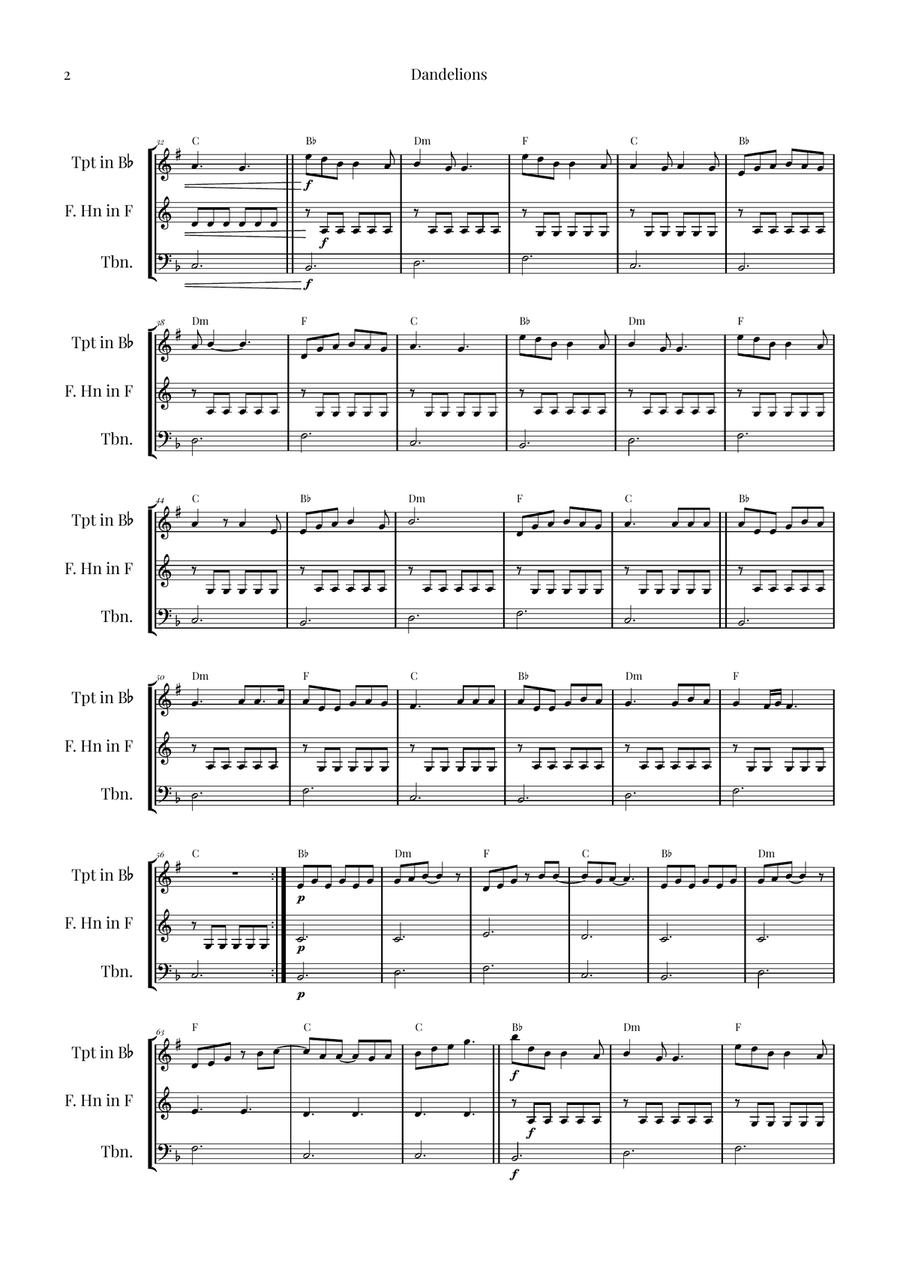 Dandelions Brass Ensemble scores gallery preview page 2